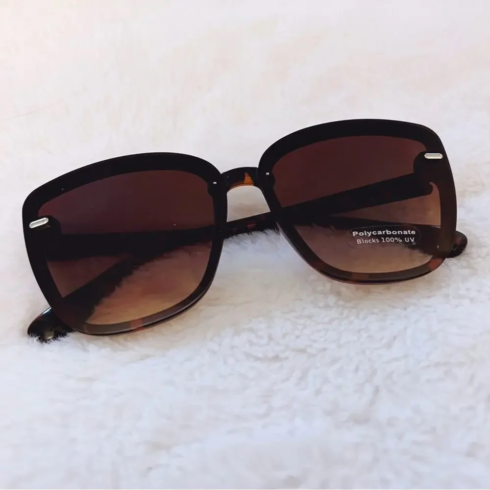 Giselle Black & Brown Oversized Cat Eye Sunglasses